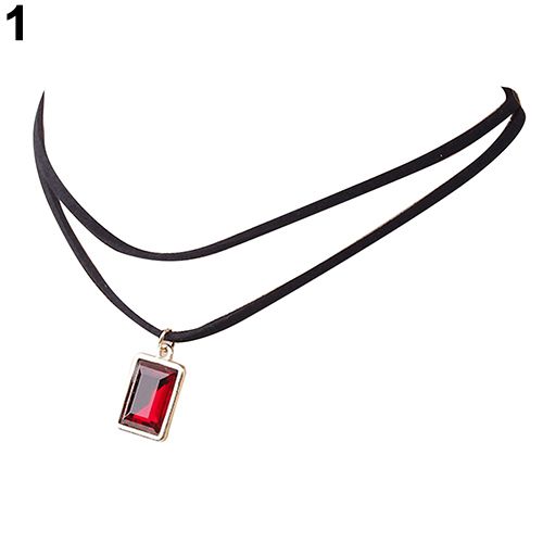 Vintage Rhinestone Charm Pendant Double Layer Choker Jewelry