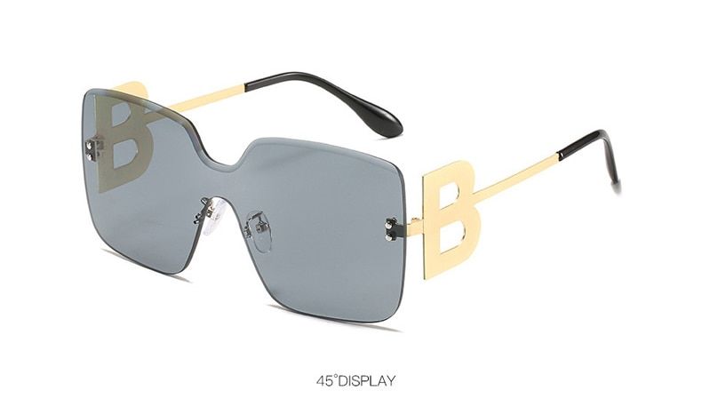 C1WERGASUN 2020 Oversized Gradient Sunglasses Women Luxury Brand Fashion Rimless Square Metal Female Men Sun Glasses
