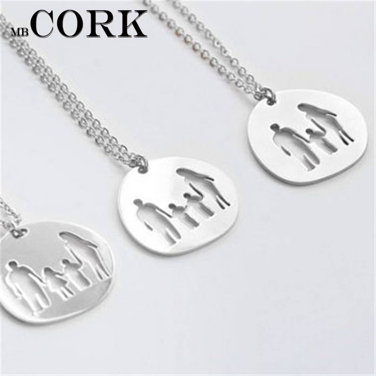 family daughter son mother father boy girl Stainless Steel women necklace Vintage handmade fashion jewelry N-106