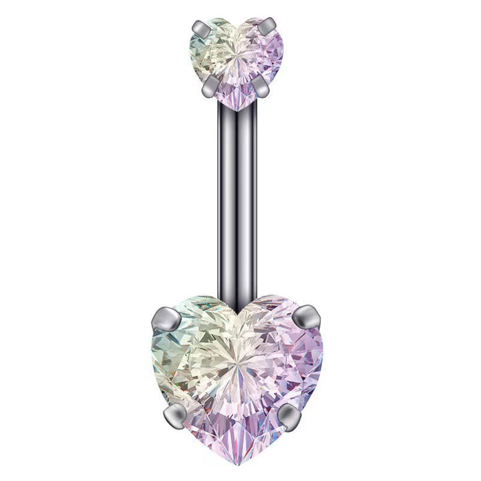 Belly Button Ring Sparkling Surfe Heart Shaped Belly Navel Stud Piercing Jewelry