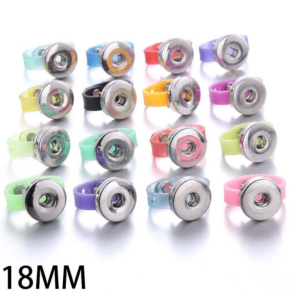 5PCS  Snaps Jewelry 12mm  18mm Snap Button Rings rhinestones Adjustable Metal Snap Rings Snap Buttons Jewelry Wholesale