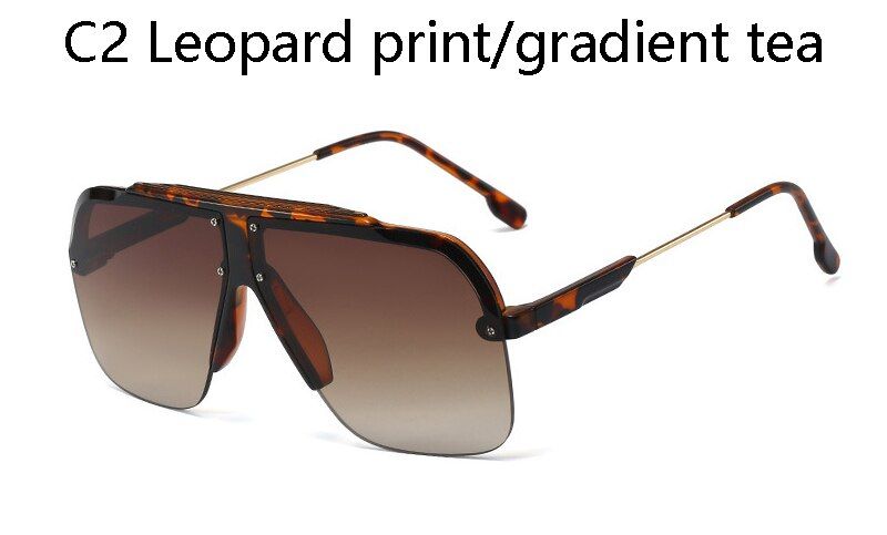 95260 C22020 Oversized Luxury Frame Women Gradient Sunglasses Classic Retro Square Men Casual Glasses Sunglasses Semi Rimless UV400