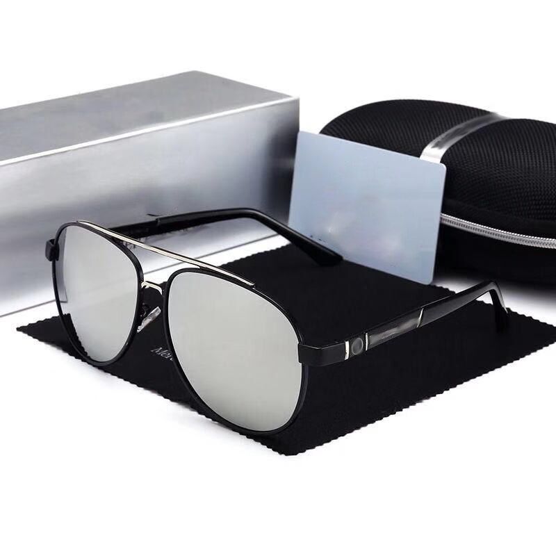 SilverSunglasses Men Polarized Driving Glasses UV400 Brand Designer Pilot Sunglasses Metal Rimless Retro gafas sol