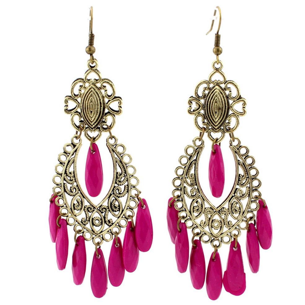 New Vintage Fashion style Bohemia Beads Water-Drop Flower Drop Earrings