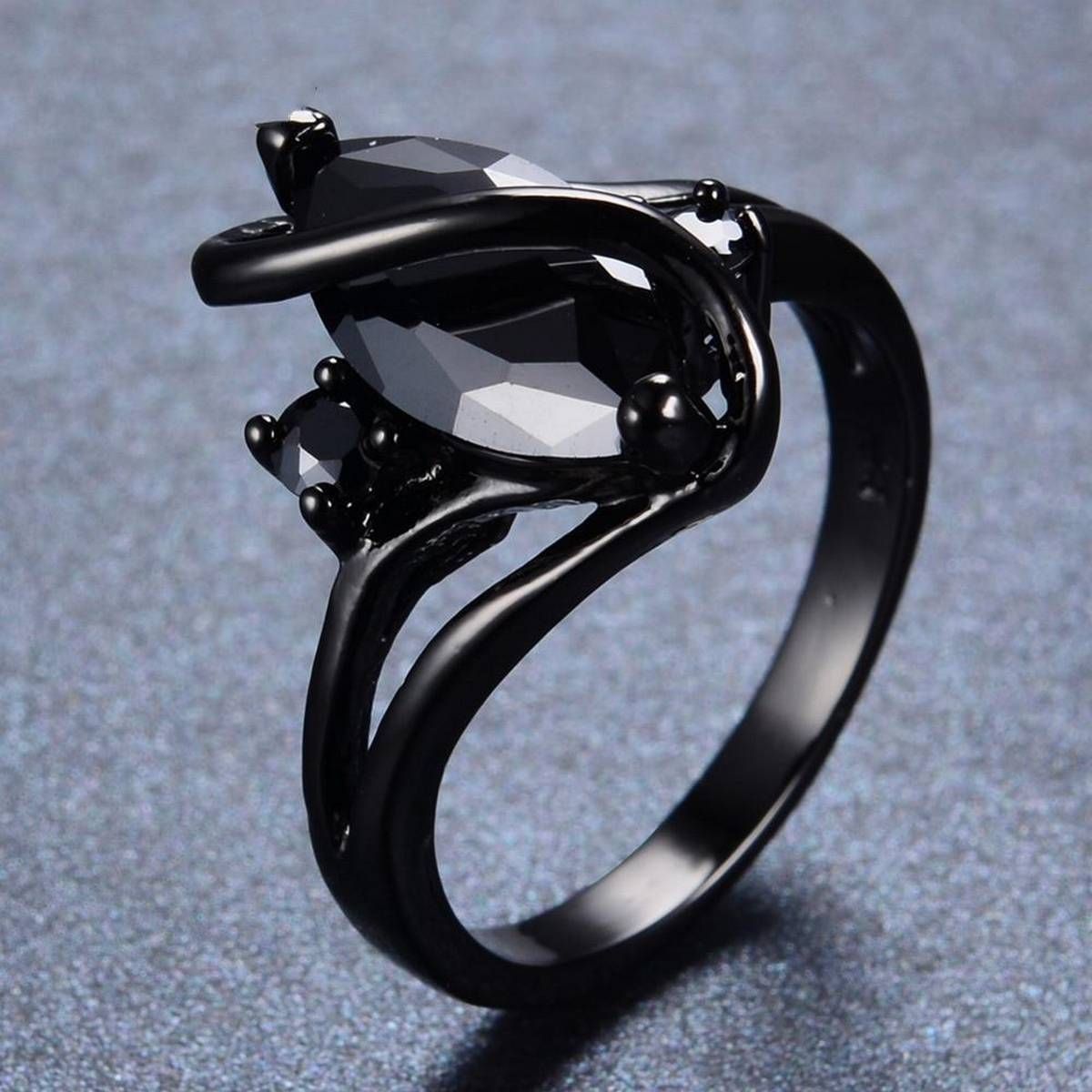 Black Crystal cz Stone Wedding Engagement Rings for Couple - Ring For Girls - Ring - Couple Ring