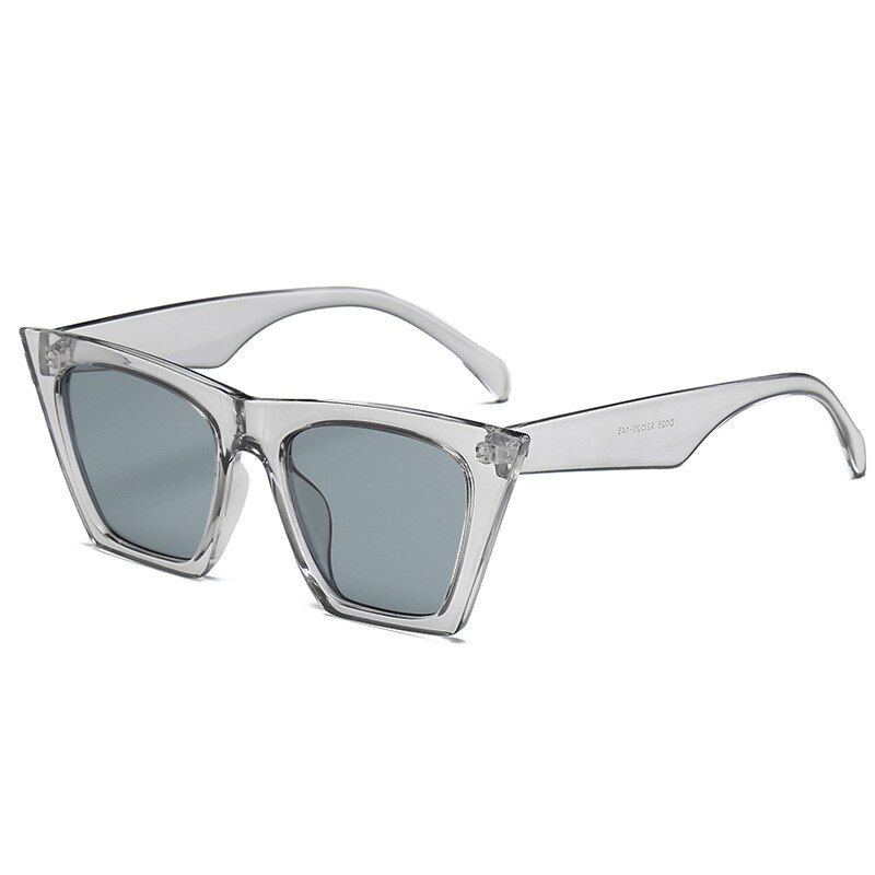 C6 ClearGraySexy Cat Eye Square Sunglasses Women Fashion Famous Brand Flat Top Clear Blue Shades Men Vintage Eyewear UV400 oculos de sol