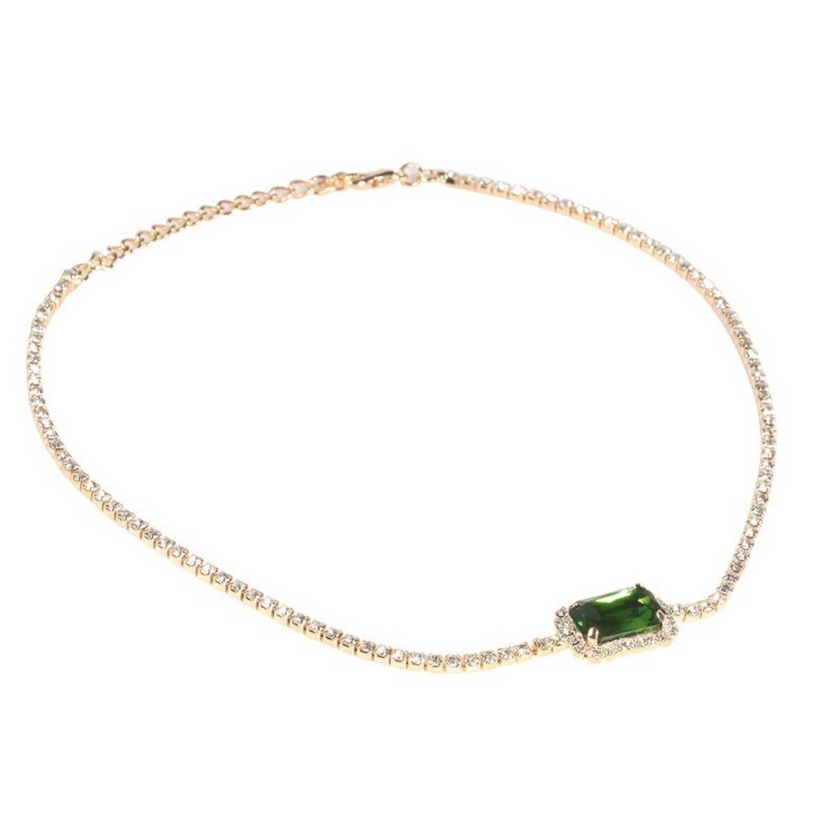 Doreen Box New Fashion Geometric Square Colorful Crystal Rhinestone Gold Color Chain Necklace For Women Party Choker Jewelry