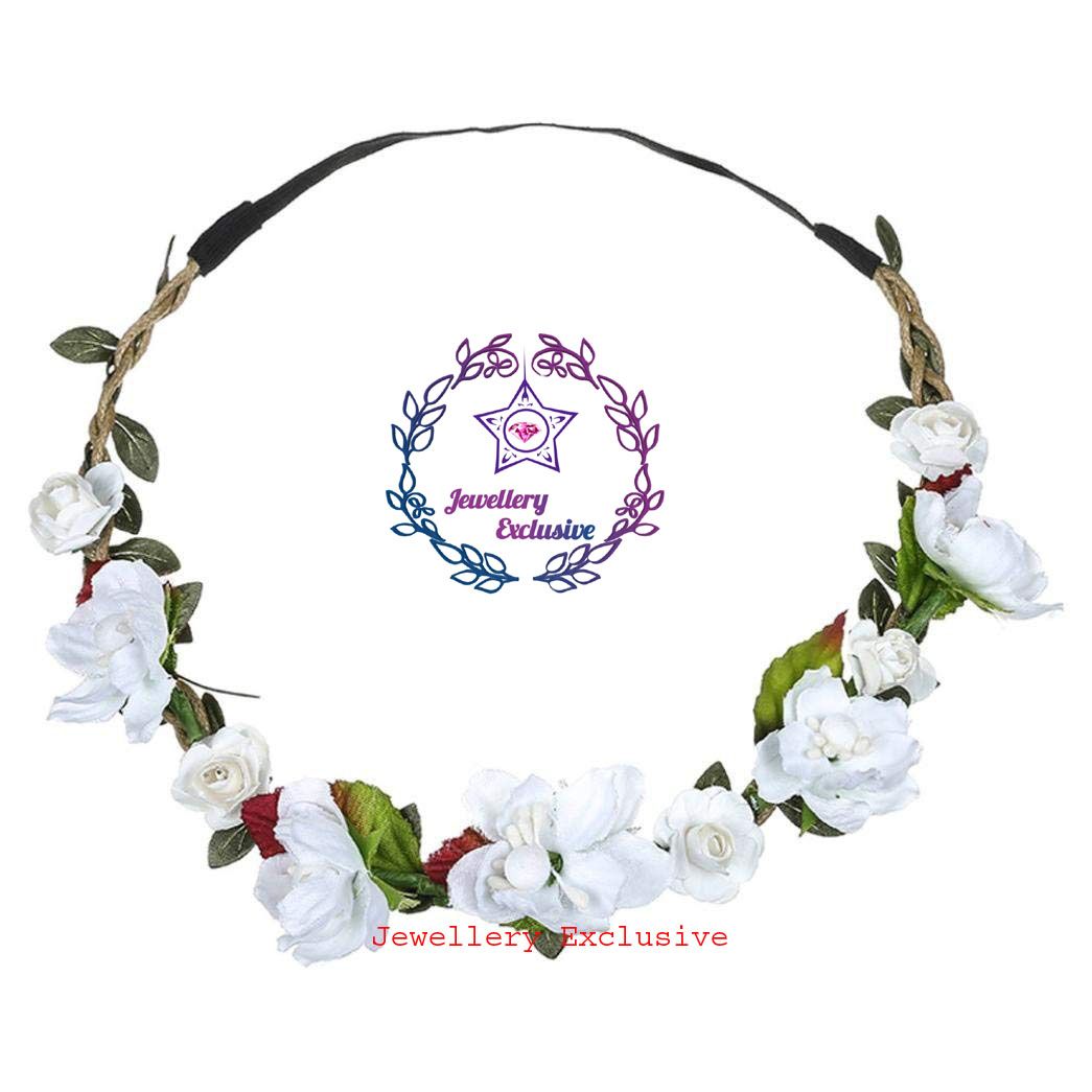 Artificial white color cherry flower hair crown for girls and women - 1 pcs