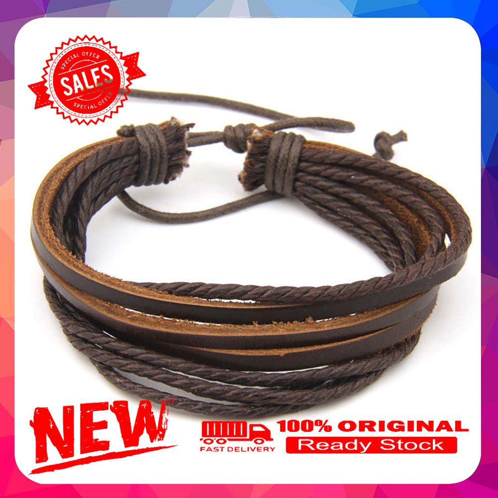 1 Pc Fashion Women/Men Multilayer Faux Leather Bracelet Casual Braid Bangle