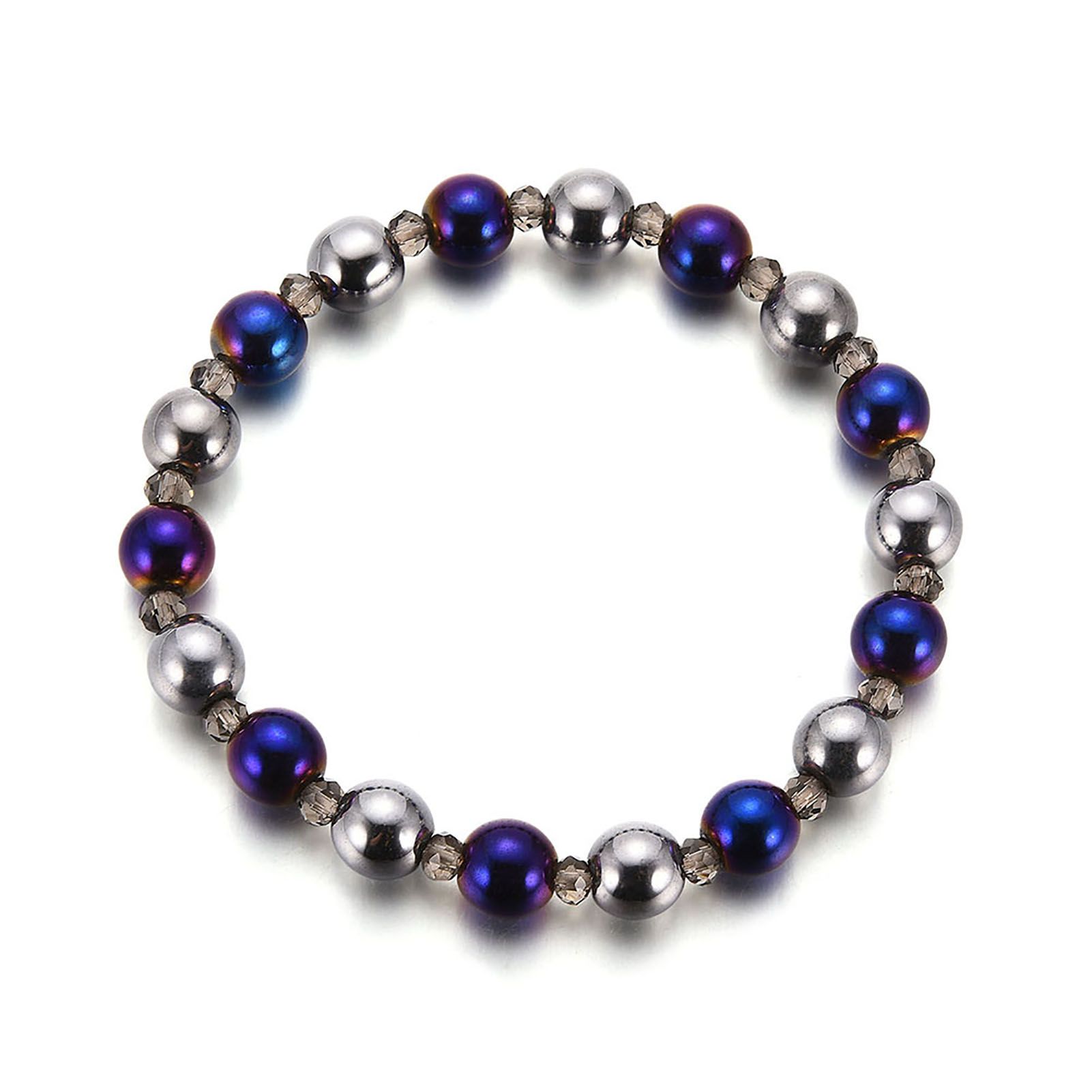Unisex Faux Hematite Color Changing Magnet Stone Beaded Bracelet Jewelry Gift