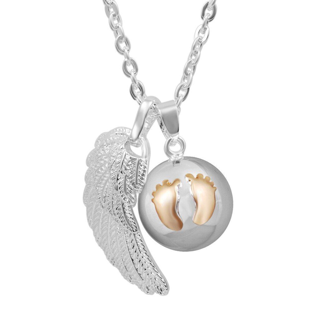 Eudora Angel Wing Baby Caller Pendant Necklace Fashion Pregnancy Ball Jewelry Chime Bola Pendants 45 inch Necklaces Jewelry Gift