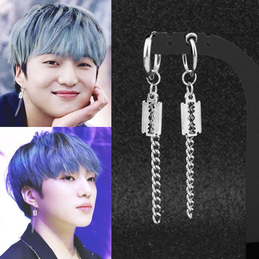 Fashion Personality Tassel Chain Long Earrings Ear Clips Ornaments For Men Women