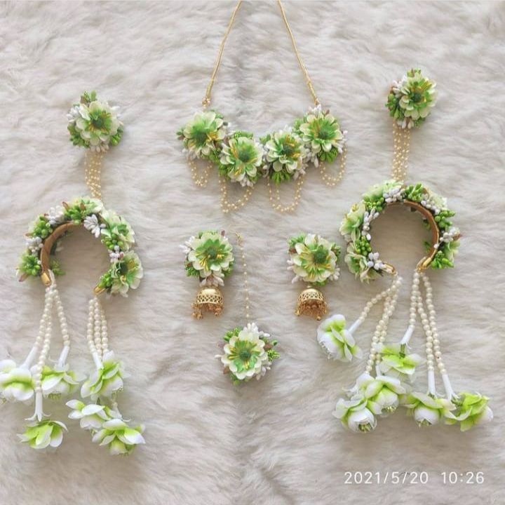 New Collection Flower Jewellery Choker,Bracelets with Finger ring,Earring tikli Bridal/Holud/Boishakh Fashion For Women
