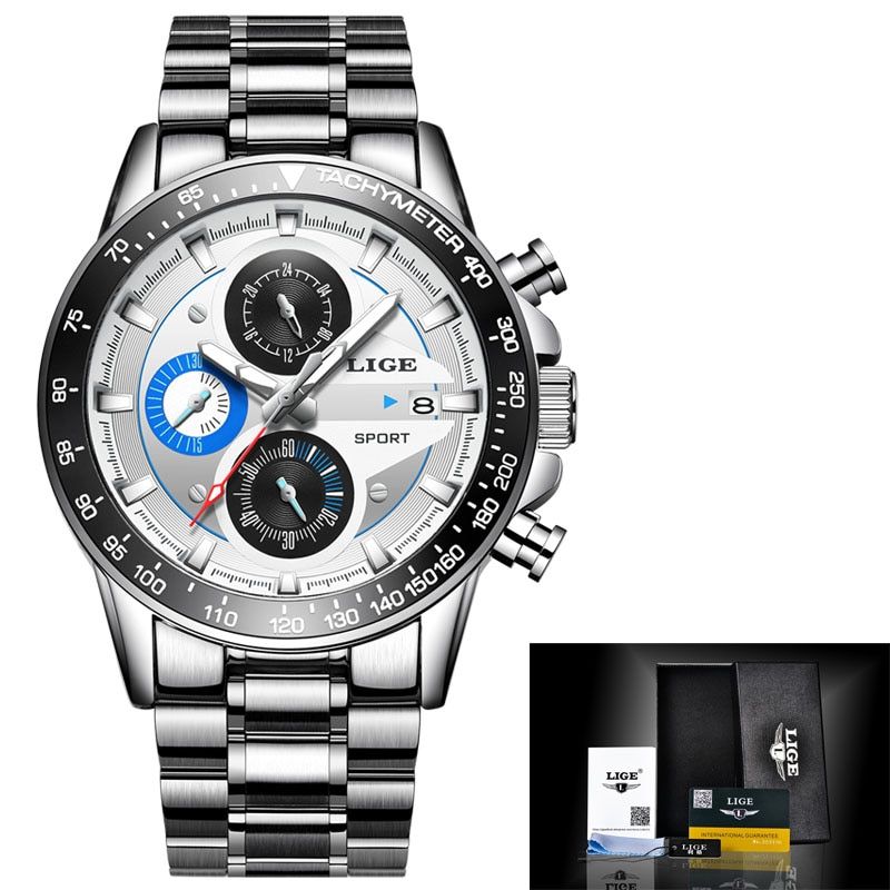 LIGE Fashion Quartz Sport Watch Men Business Full Steel Clock Mens Watches Top Brand Luxuryproof