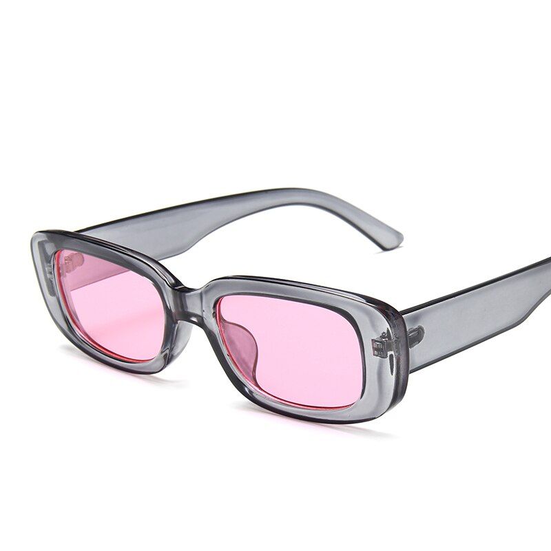 C3 grey pinkRectangle Sunglasses Women Men Fashion Retro Small Square Sun Glasses Female Black Red Glasses Vintage Eyeglasses Shades UV400