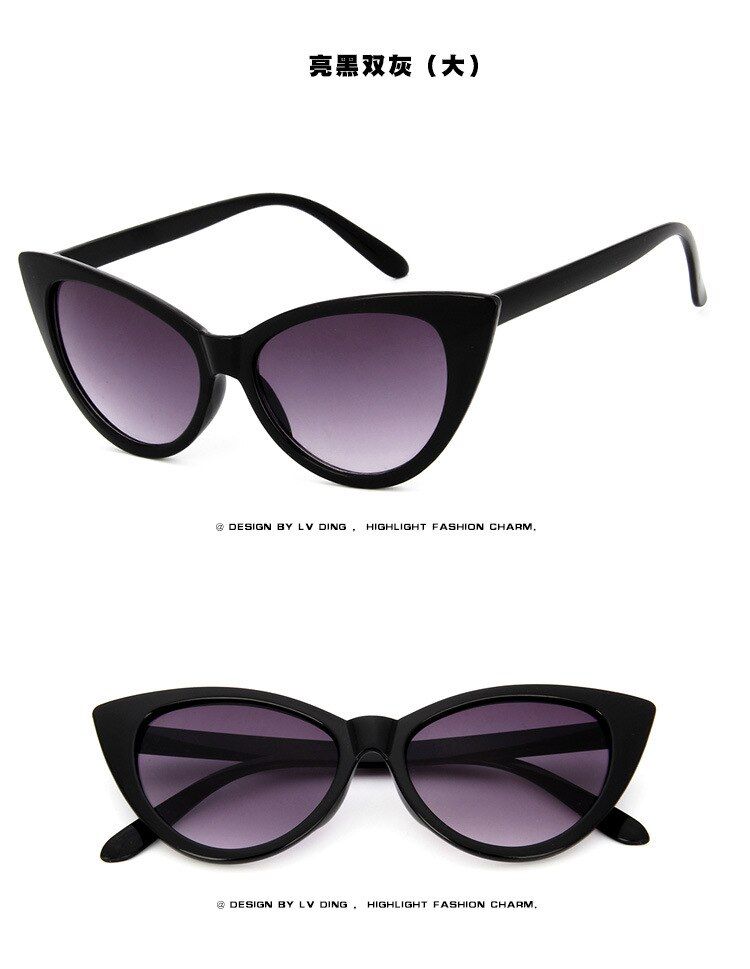 black greyRetro Cat Eye Sun Glasses 2019 Women Cateye Sunglasses Luxury Brand Designer Vintage Gradient Glasses Female Eyewear UV400