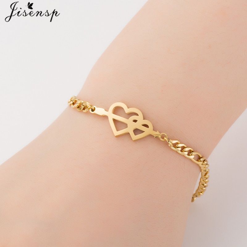 Jisensp Punk Animal Charm Bracelet Stainless Steel Elephant Butterfly Bracelets Cute Star Moon Femme armband