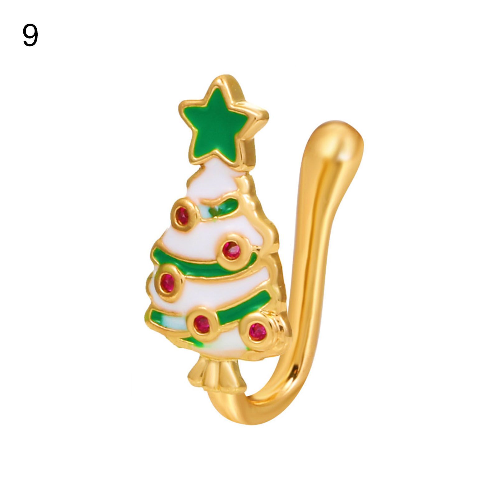 Faux Piercing Clip Christmas Element Electroplating Cartoon Nose Cuff