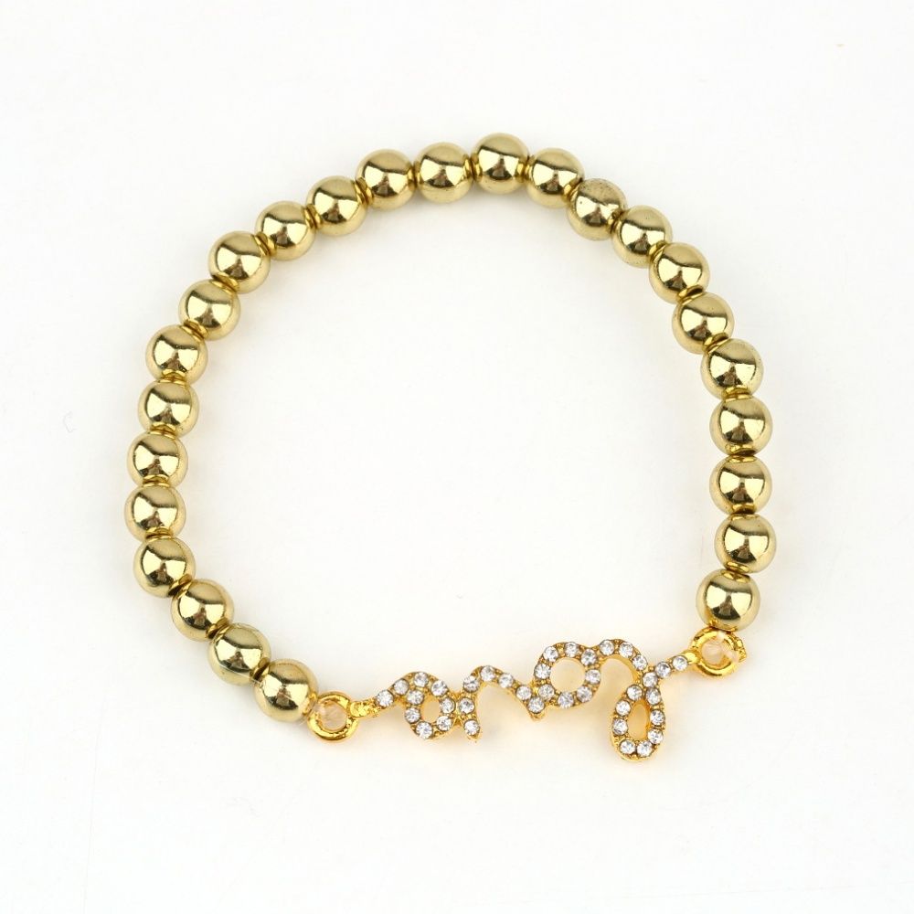 Fashion diamond elastic bracelet Bead + rhinestone Gold/Silver Love cross 8