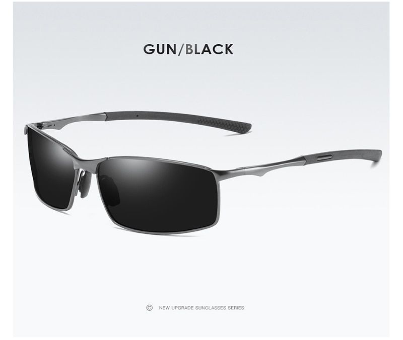 BOOROOT Alloy Frame Polarized Sunglasses Men Women Sunglasses Polarized Fashion Classic Design UV400 Outdoor Driving Sun Glasses-Gray-Black-Glasses Bag