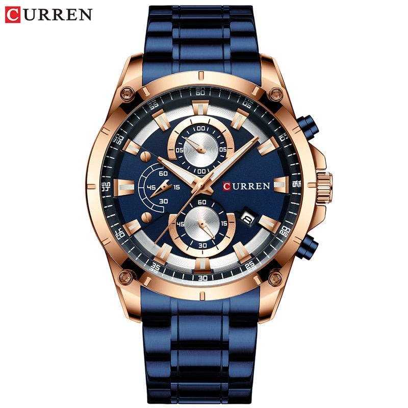 【BestGO】CURREN Men Sports  Watches Casual Business Wristwatch Mens Quartz Stainless Steel Clock Male Chronograph and Date