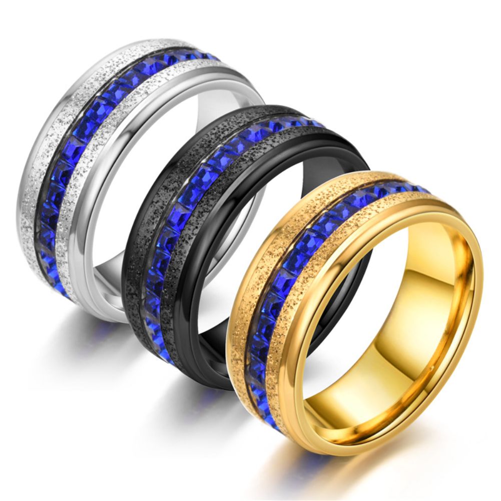 Women Fashion Frosted Shiny Square Cubic Zircon Inlaid Finger Ring Jewelry Gift