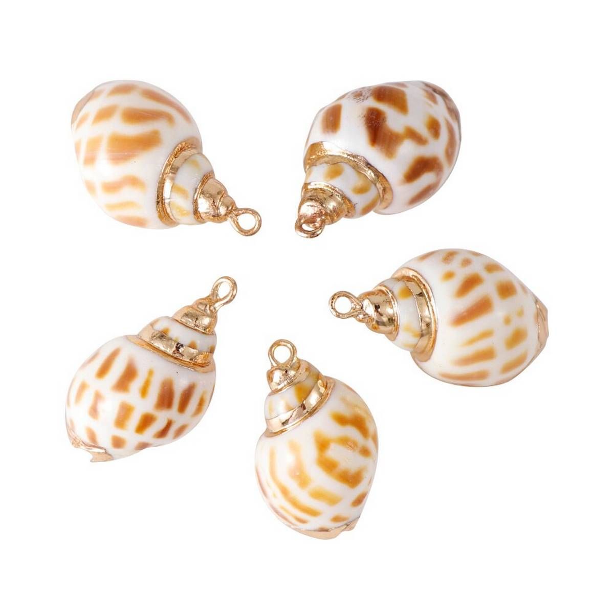 5pcs Natural Seashell Metal Crafts Ornaments For Pendant Shells Necklace Pendant Making Alloy Beads DIY Jewelry Accessory