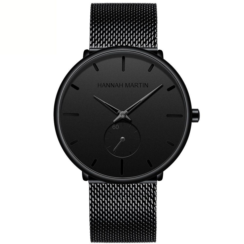 Hannah Martin Men Quartz Watch Chronograph Waterproof Stainless Steel Business Wristwatch