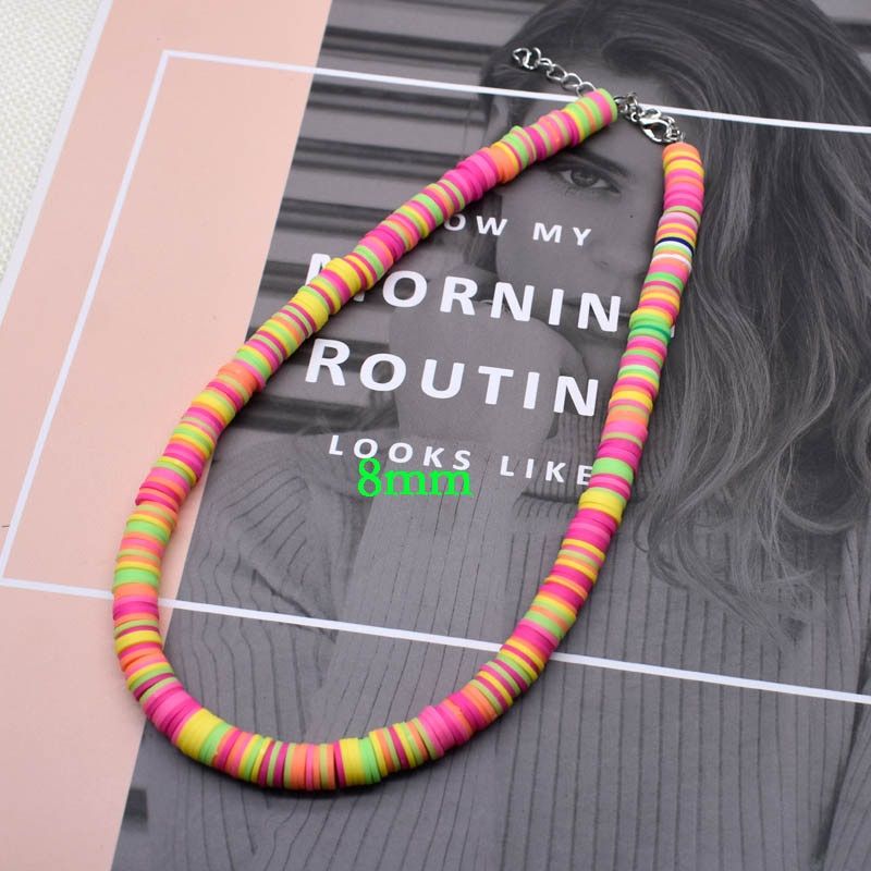 Boho Fashion Colorful Choker Necklace Jewelry Handmade Polymer Clay Necklace Women Beach Jewelry Gift