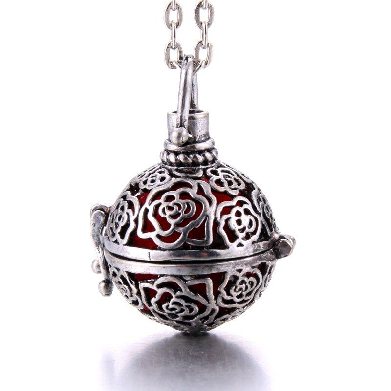 Women Lockets Pendant Necklace Pregnancy Balls With Lava Stone Lockets Aromatherapy Essential Oil Diffuser Necklace Mexico Balls
