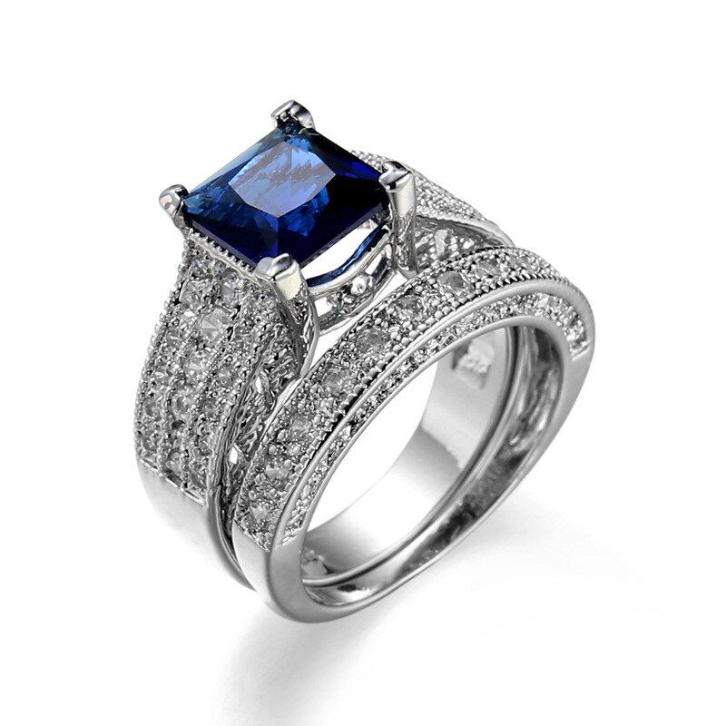 Fashion 925 Sterling Silver Wedding AAA Zircon Ring For Women Female Stackable Double Rings Set Bijoux Ladies Lover Jewelry