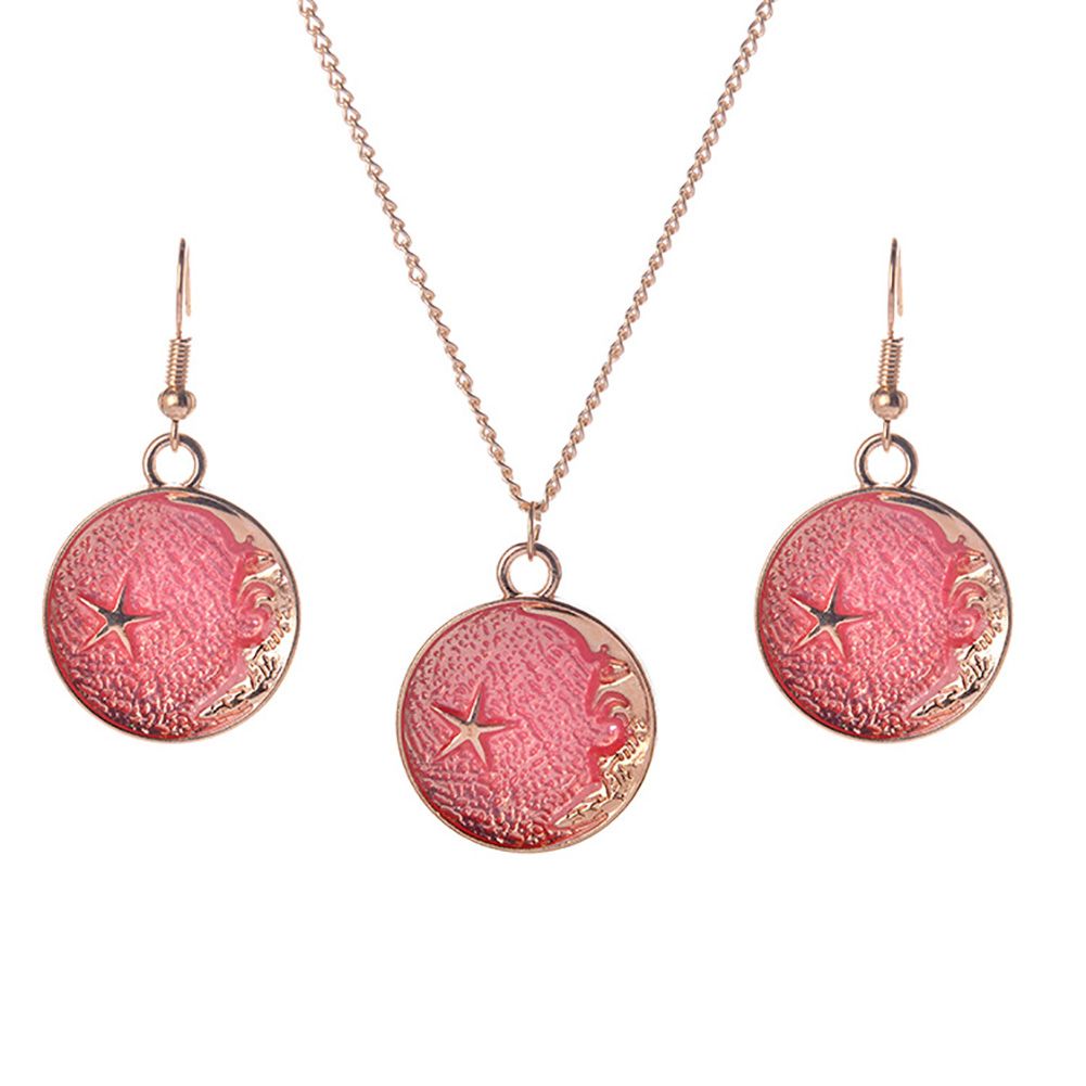 Chic Round Planet Hook Earrings Necklace Women Girls Jewelry Set Birthday Gift