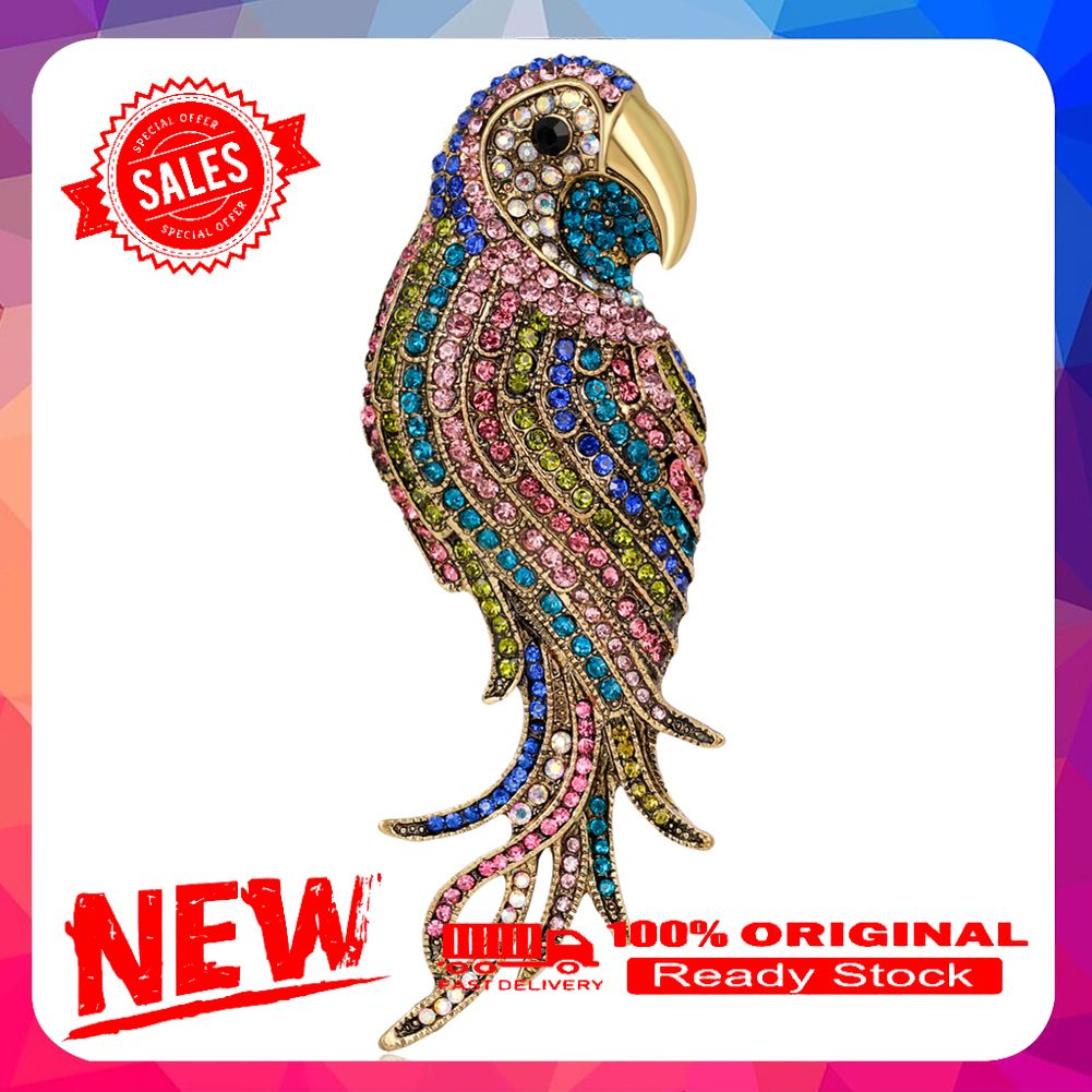 Elegant Multi-Color Parrot Rhinestone Bouquet Scarf Bag Decor Jewelry Brooch Pin
