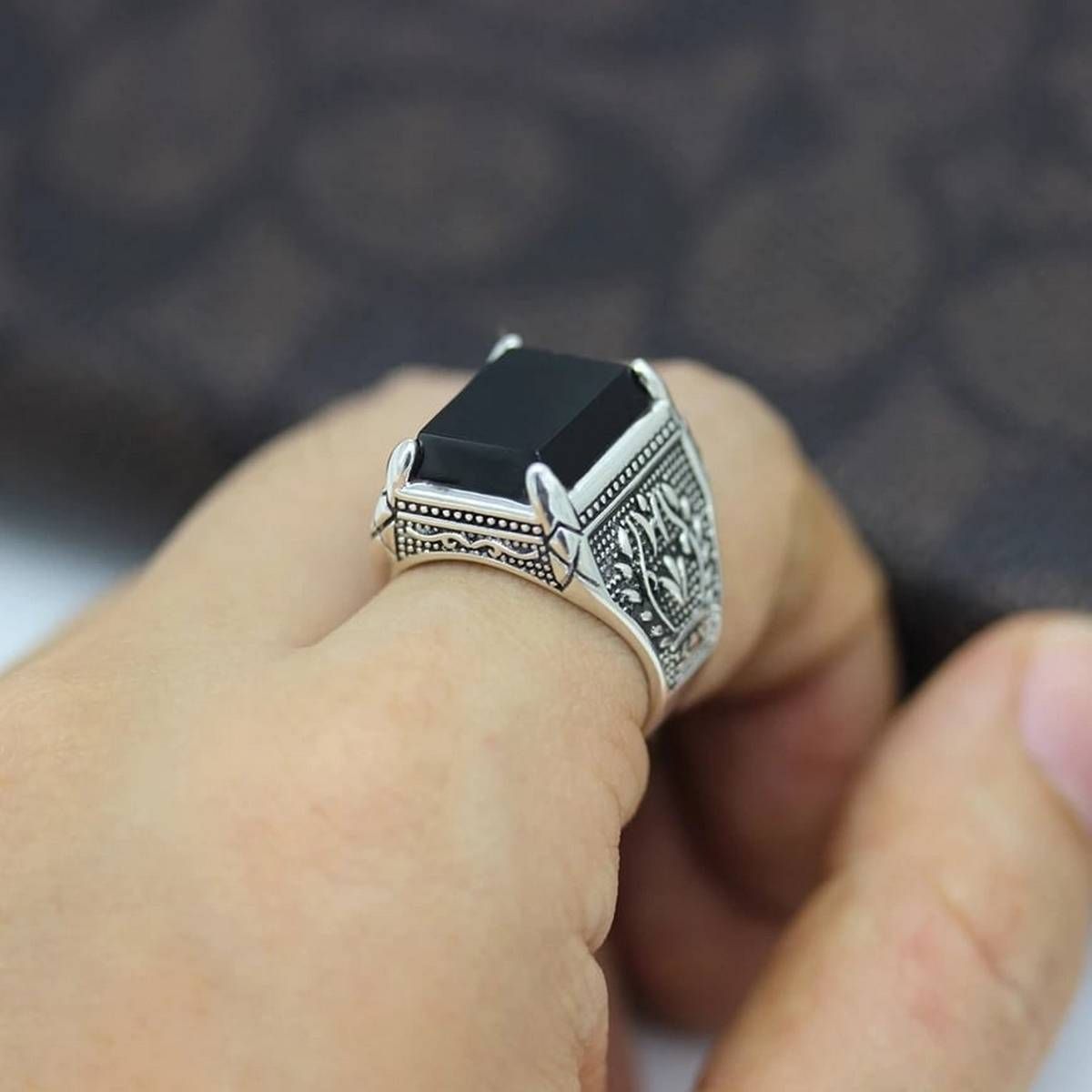 Stainless Steel Finger Ring mens ring stone
