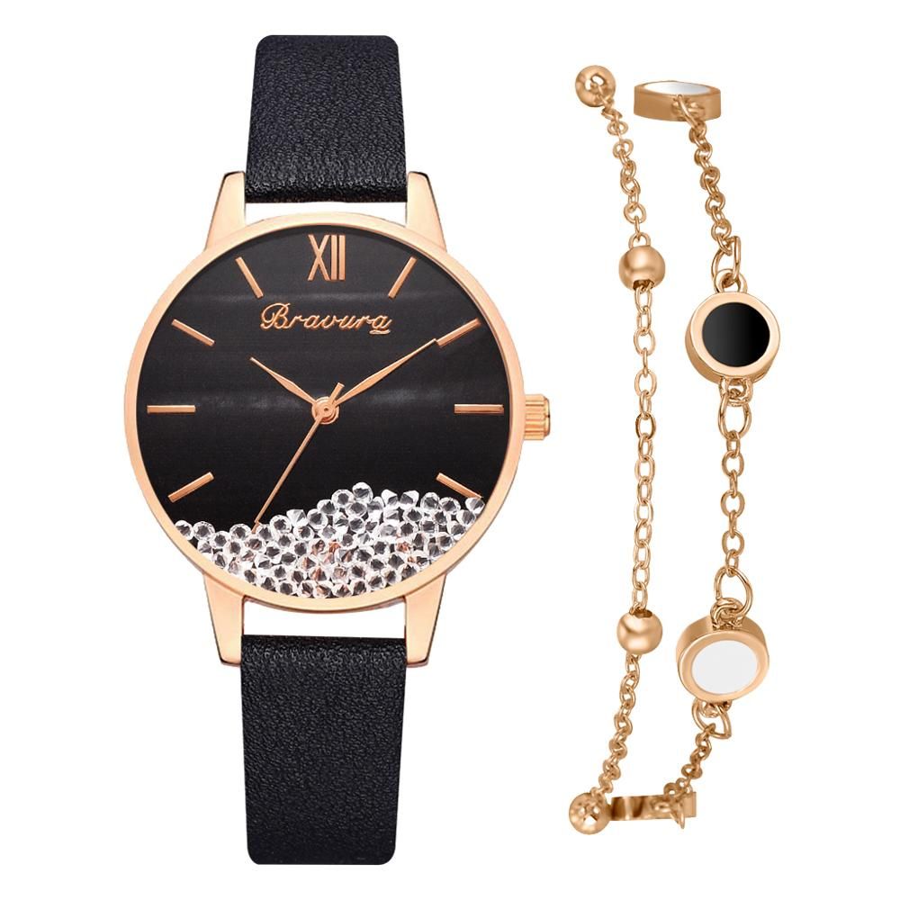 Ladies Watch Luxury Brand Women Watch Rhinestone Starry Sky Watches Leather Quartz Wristwatch Female Clock Reloj Mujer Kol Saati