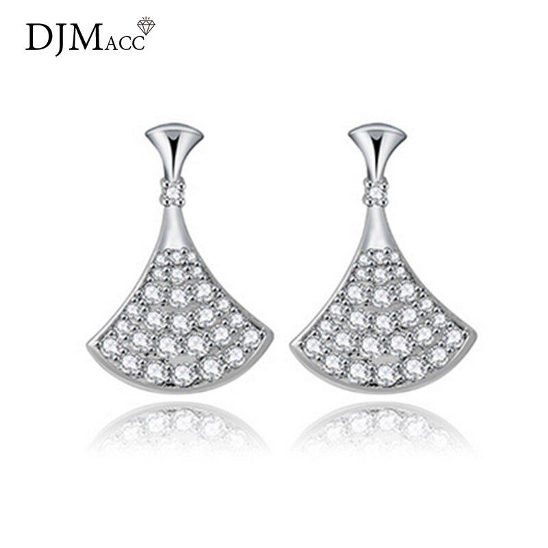 DJMACC Top Quality S925 Sterling  Neddle Classic Micro Inlay Zircon Sector Stud Earring For Women Fashion Jewelry(DJ0875)