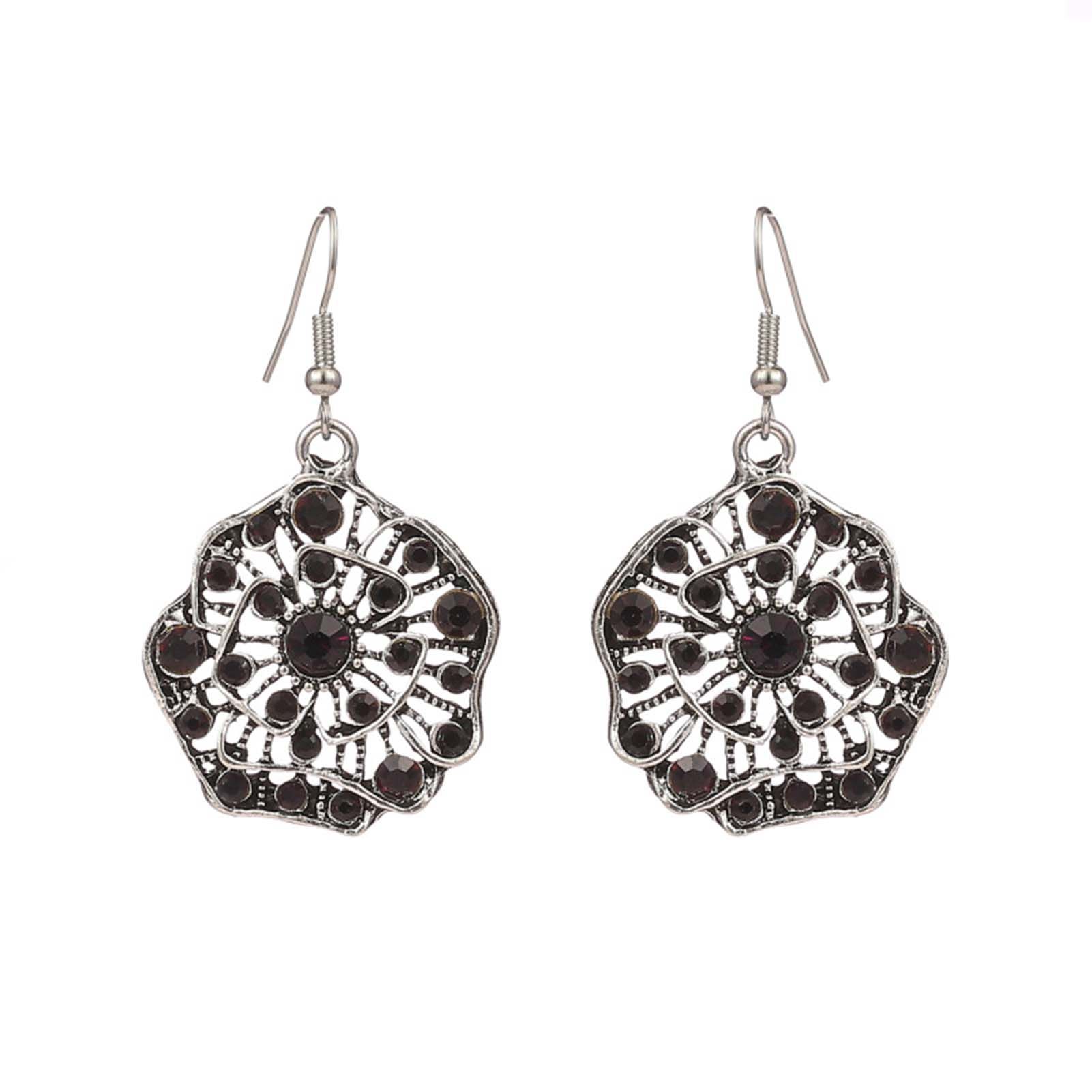 Dangle Earrings Fade-less Retro Style Rhinestone Earrings