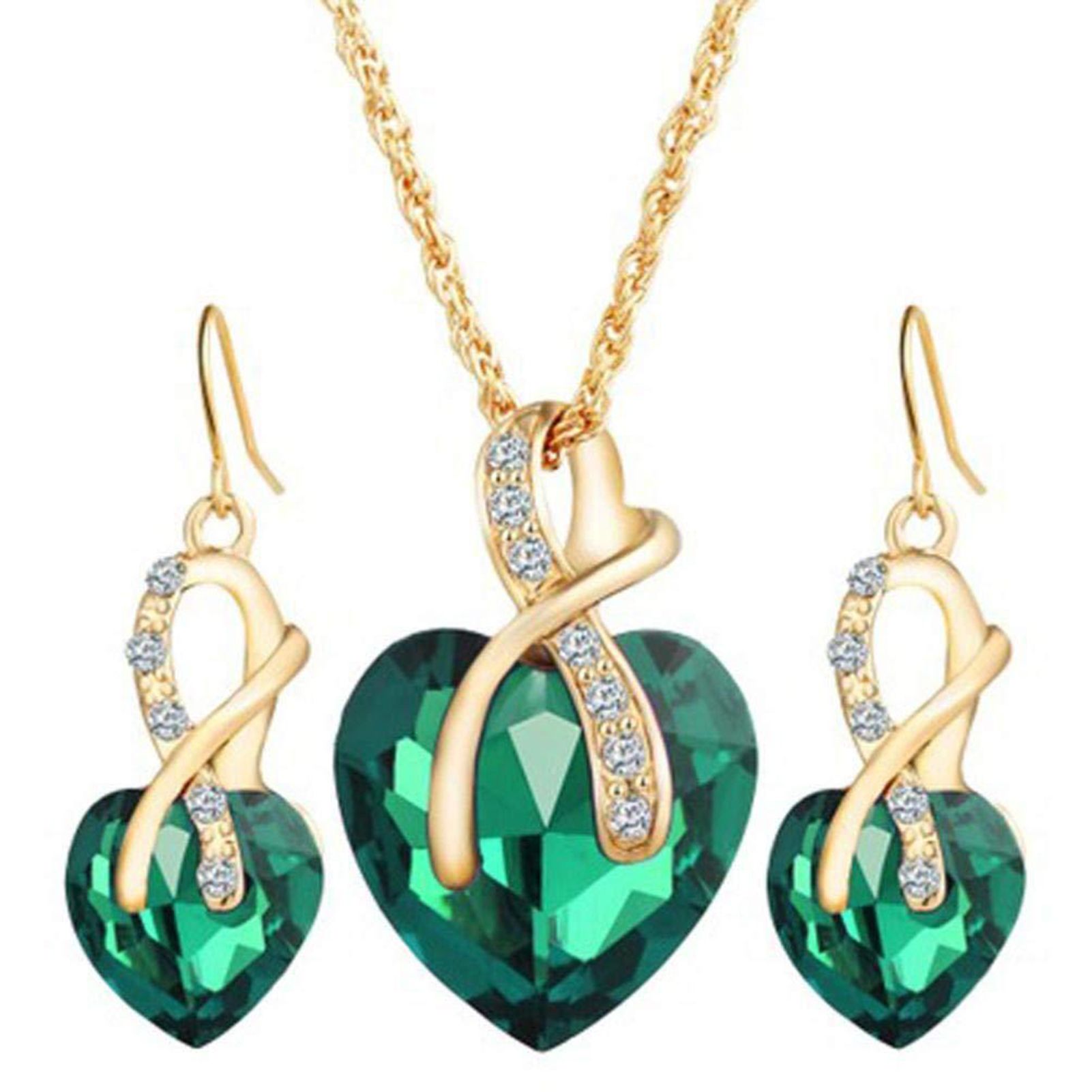 Women Neckle Earrings Heart Pendant Sweet Long Lasting Jewelry Set