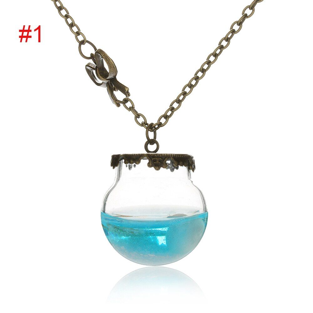 1 Pcs Sea Ocean Glass Wish Bottle Pendant Mermaid Tears Shell Star Necklace Fashion Vintage Jewelry