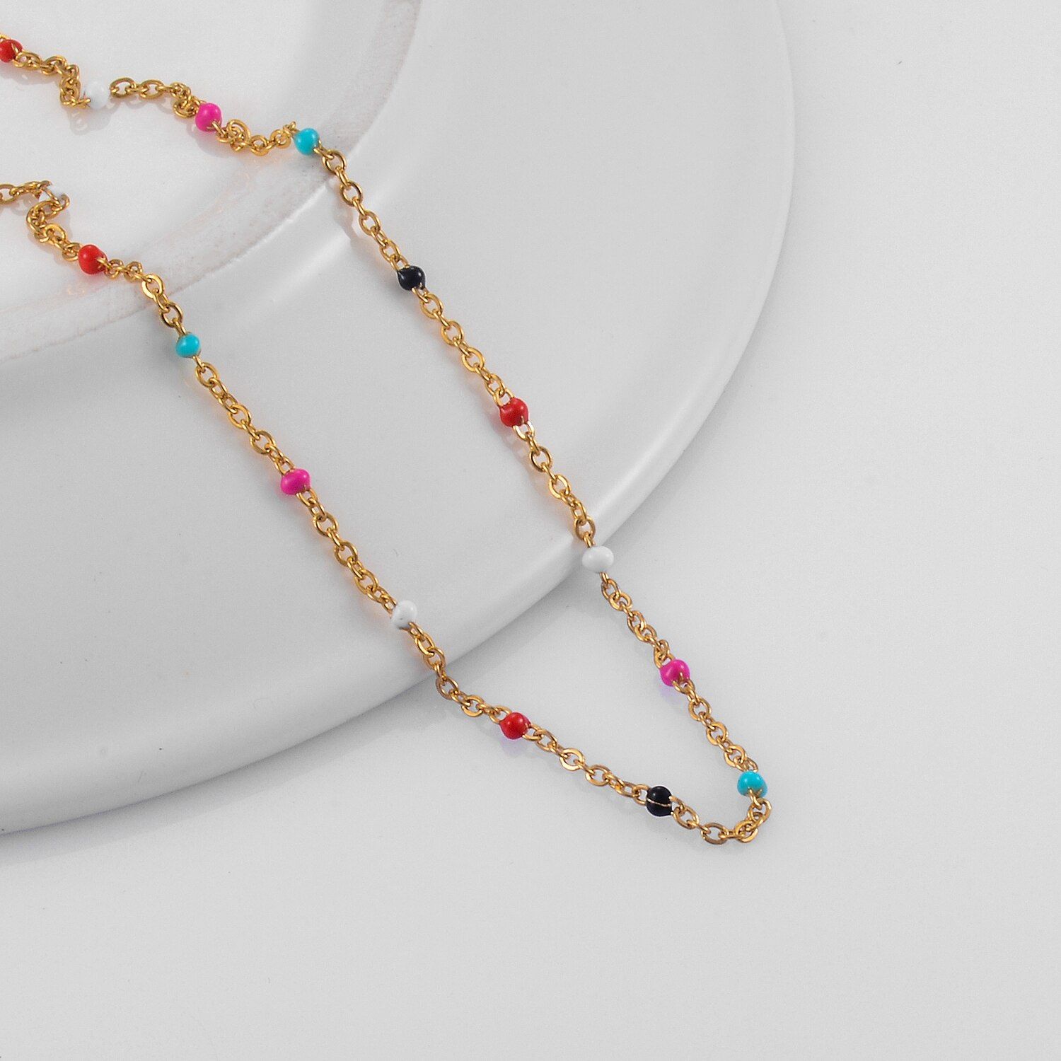 Hot-Selling Stainless Steel Chain Various Colors Bead Necklace Beautifully Suitable For Ladies Jewelry