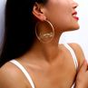 Women Geometric Femme Baby Letter Hollow Hoop Circle Earring Statement Jewelry