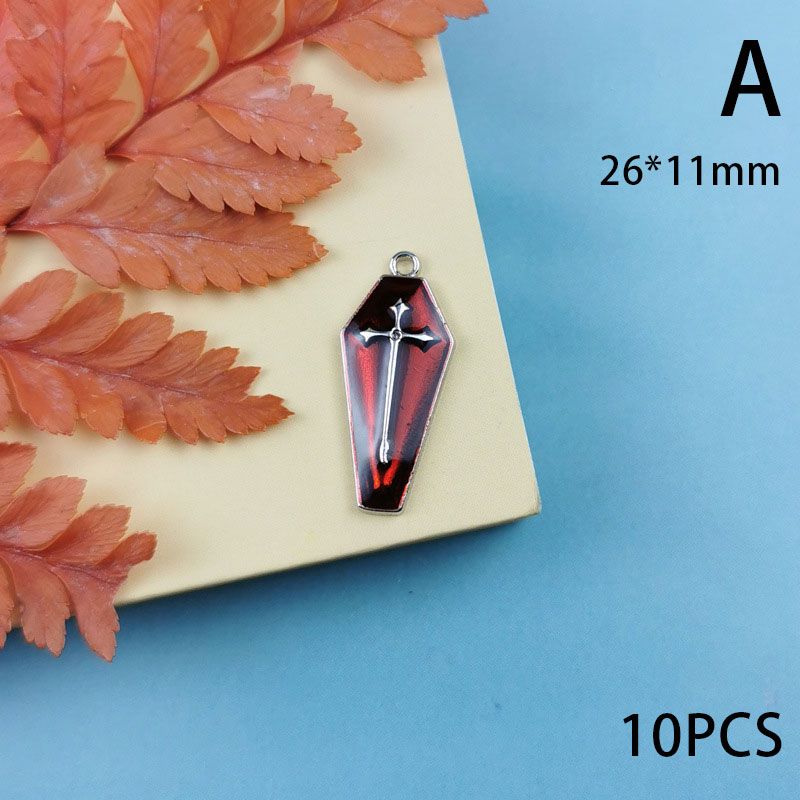 10pcs Halloween Enamel Earring Charms Coffin Gothic Bracelet Necklace Pendants