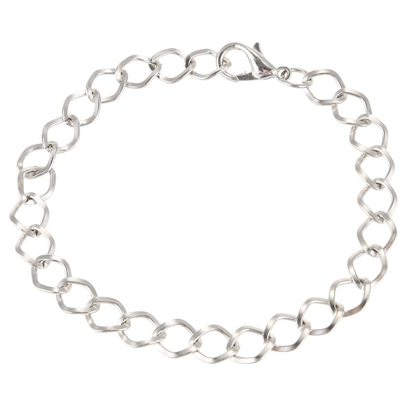 12 Silver Tone Lobster Clasp Link Chain Bracelets 20cm
