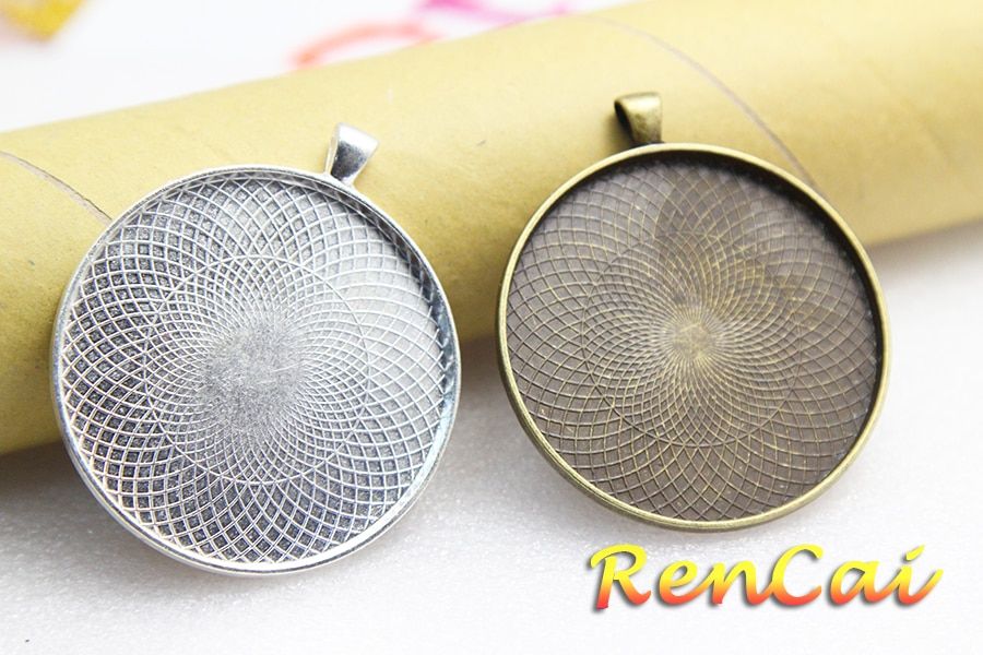 10pcs/lot 50mm Round Pendants Base Tray Blank Setting Cabochon Cameo Fit Cabochons For DIY Necklace Jewelry Findings