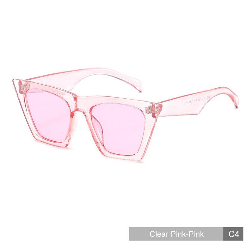 C4 Clear Pink-PinkMADELINY Fashion Oversize Cat Eye Sunglasses Women Men Vintage Brand Designer Sun Glasses Retro Grandient Eyeglasses UV400 MA497