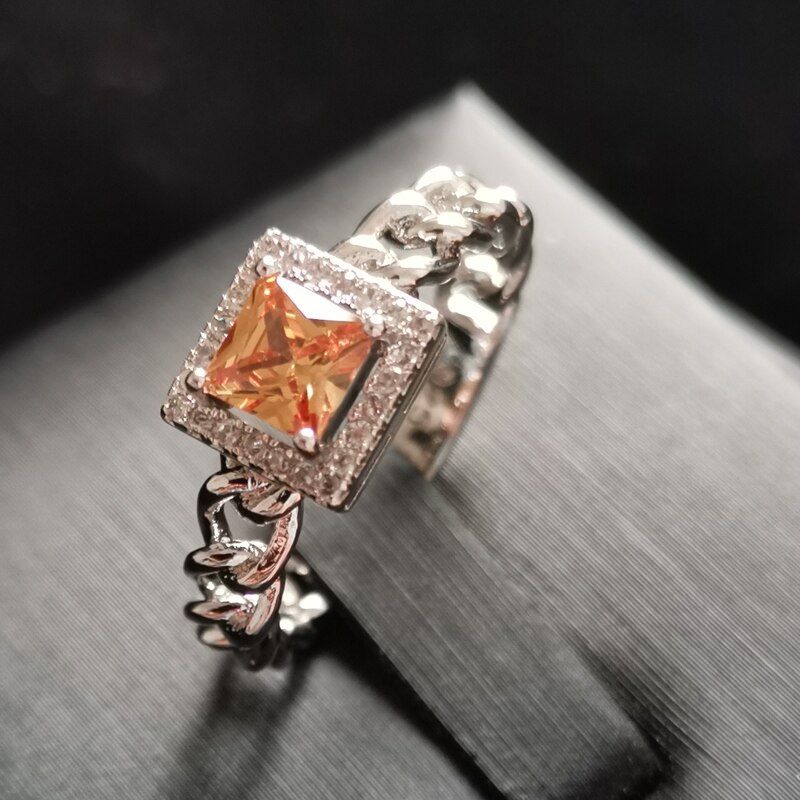 Lingmei New Fashion Wedding Engagement Rings Princess Cut Zircon Women Jewelry Silver Color Ring Yellow GoldRing Size 6-9