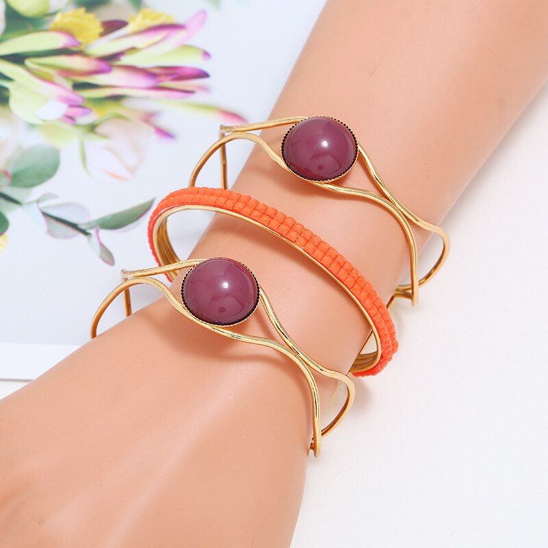 LZHLQ 2020 Fashion Maxi Metal Bangles Women Trendy Resin Mosaic Crystal Bracelet Smooth Wide Opening Adjustable Bangle