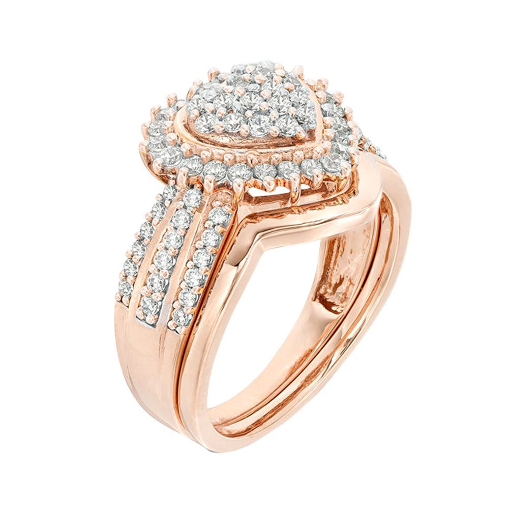 Women Cubic Zirconia Heart Finger Wedding