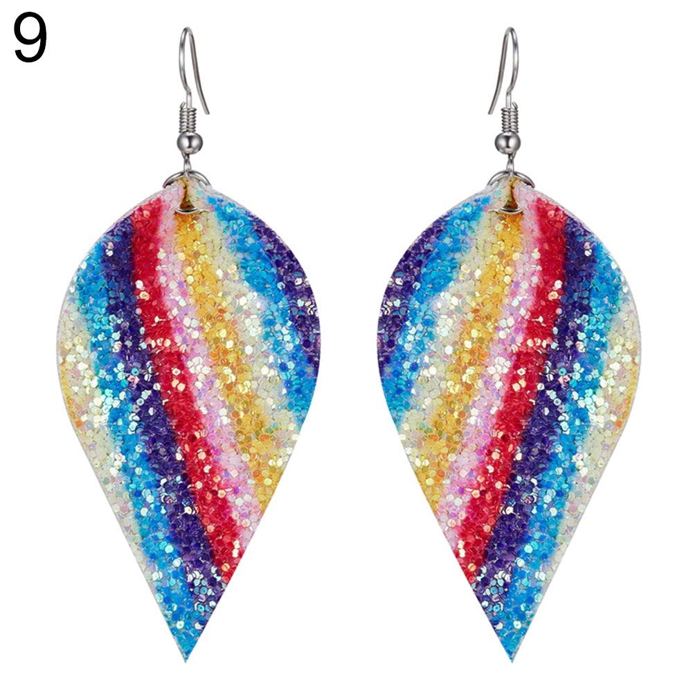 Punk Style Water Drop Dangle Drop Shiny Sequin Women Hook Earrings Jewelry Gift