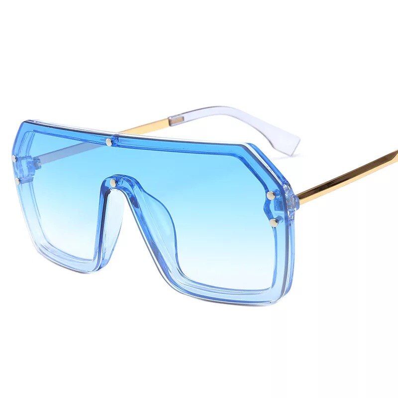Blue2020 Oversized Square Ladies Sunglasses Luxury Metal Brand One Piece Gafas Lentes Shade Sunglasses Oculos De Sol With F